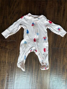 Carter's Cream Footed One-Piece with Red & Blue Ice Cream Print